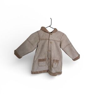 Christian Dior Girls Beige Hooded Faux Suede Long Coat Size 4A